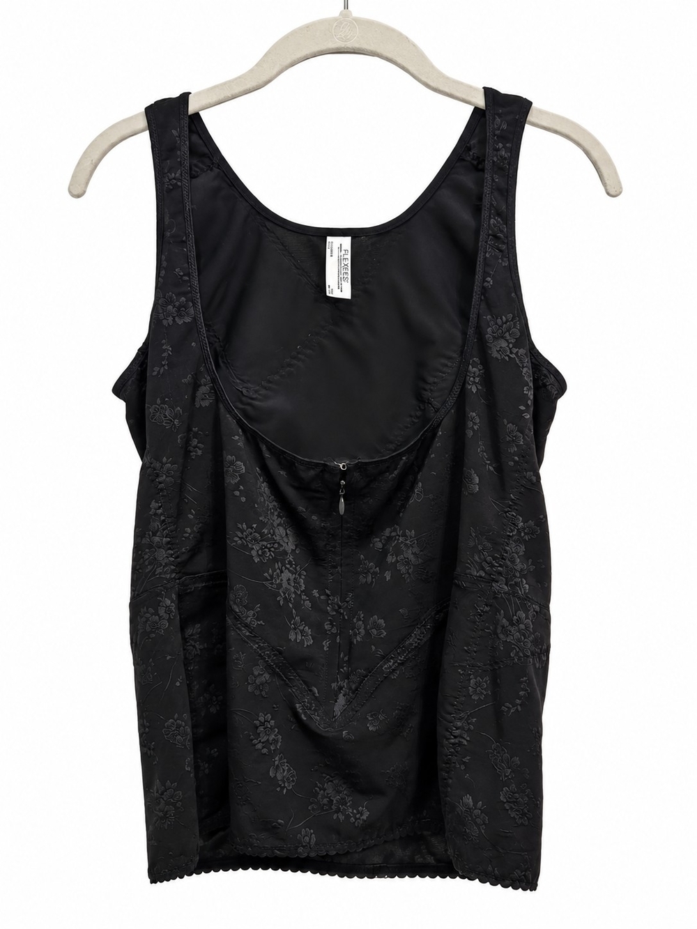 Flexees by Maidenform 2XL Black Floral Shapewear Camisole Body Shaper Zip